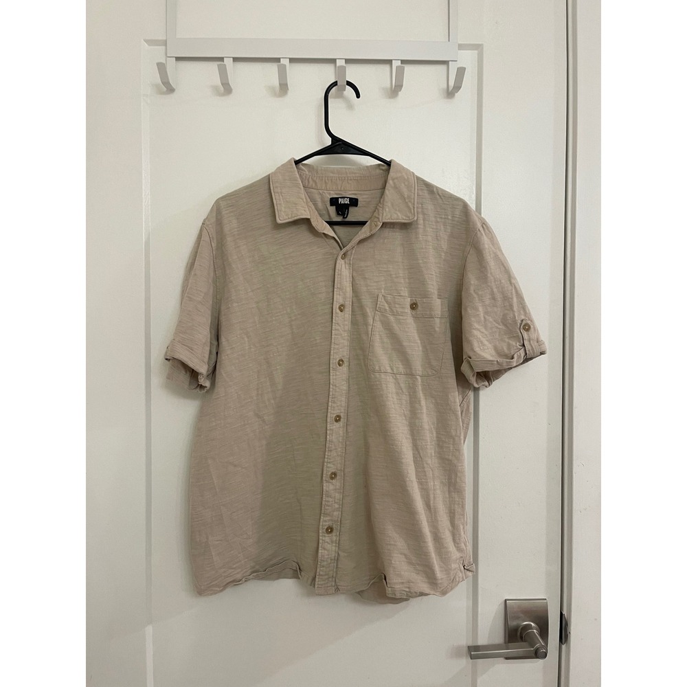 Paige Men's Polo T Shirt Beige Classic Preppy Summer Euro Cotton